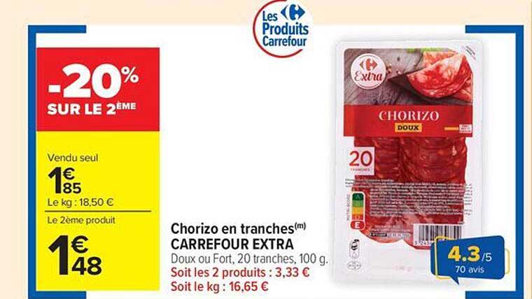 Chorizo en tranches(m) CARREFOUR EXTRA