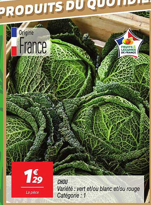 Chou - Varieté : vert et/ou blanc et/ou rouge