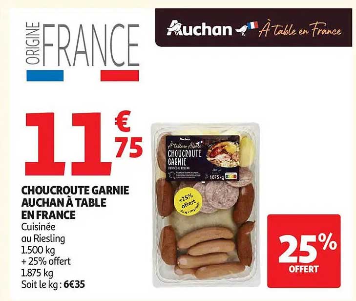 CHOUPROUTE GARNIE AUCHAN À TABLE EN FRANCE