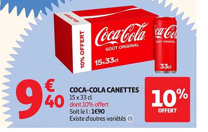 Coca-Cola Canettes 15 x 33 cl - 10% OFFERT