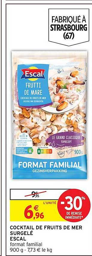COCKTAIL DE FRUITS DE MER SURGELÉ ESCAL FORMAT FAMILIAL