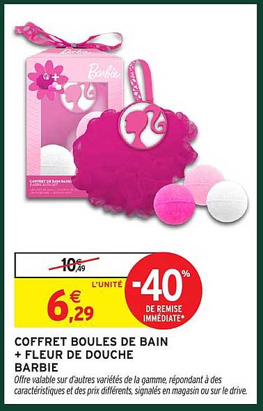 COFFRET BOULES DE BAIN + FLEUR DE DOUCHE BARBIE