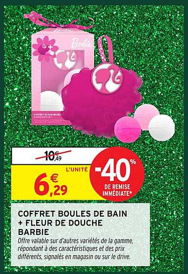 COFFRET BOULES DE BAIN + FLEUR DE DOUCHE BARBIE