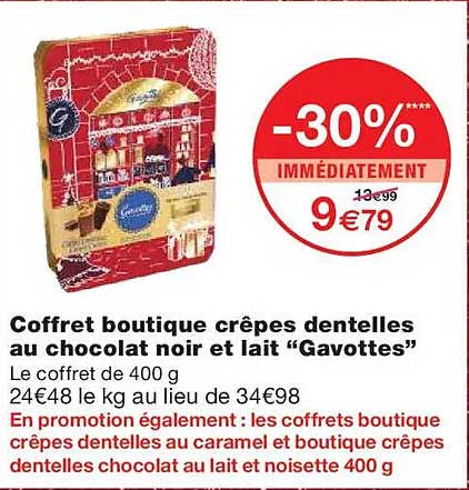 Coffret boutique crêpes dentelles au chocolat noir et lait “Gavottes”