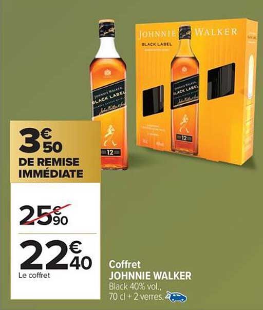 Coffret JOHNNIE WALKER Black 40% vol., 70 cl + 2 verres
