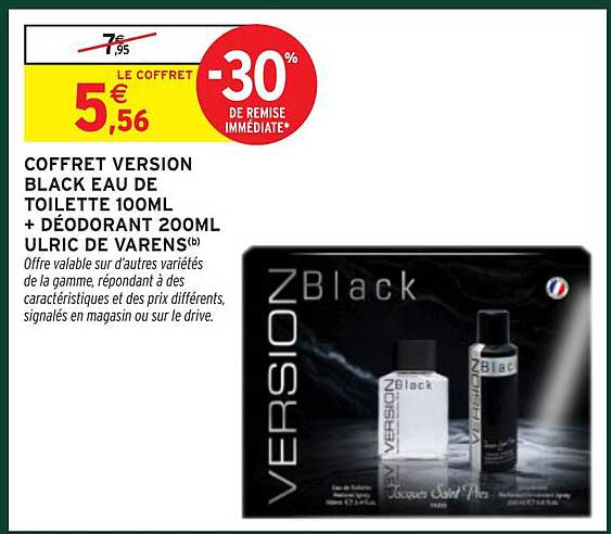 COFFRET VERSION BLACK EAU DE TOILETTE 100ML + DÉODORANT 200ML ULRIC DE VARENS