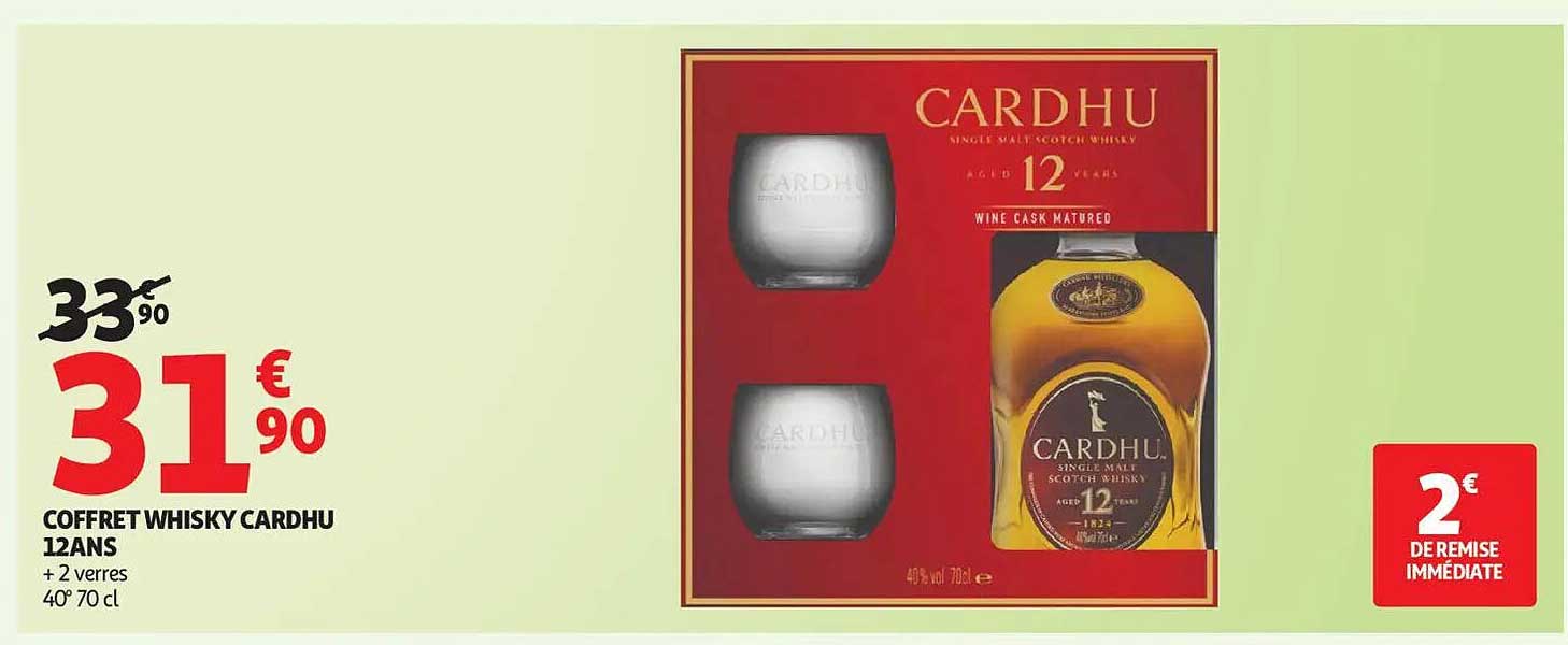 Coffret Whisky Cardhu 12 Ans + 2 Verres