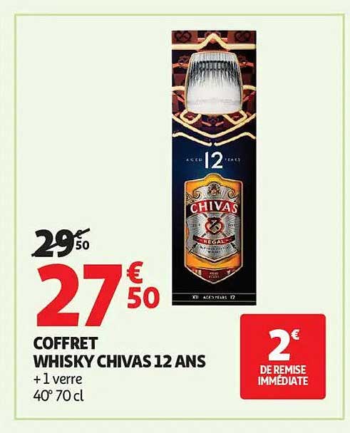 COFFRET WHISKY CHIVAS 12 ANS + 1 VERRE