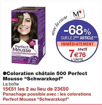 Coloration châtain 500 Perfect Mousse “Schwarzkopf”