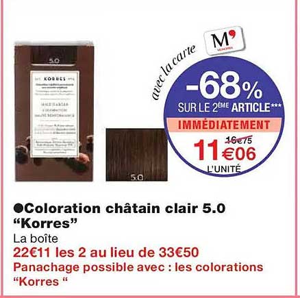 Coloration châtain clair 5.0 "Korres"