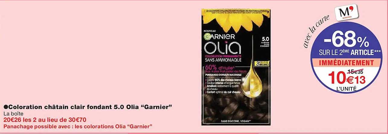 Coloration châtain clair fondant 5.0 Olia "Garnier"