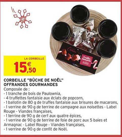 CORBEILLE "BÛCHE DE NOËL" OFFRANDES GOURMANDES