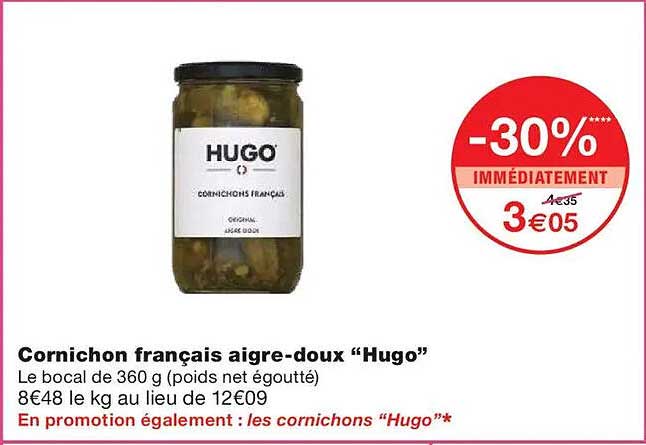Cornichon français aigre-doux "Hugo"