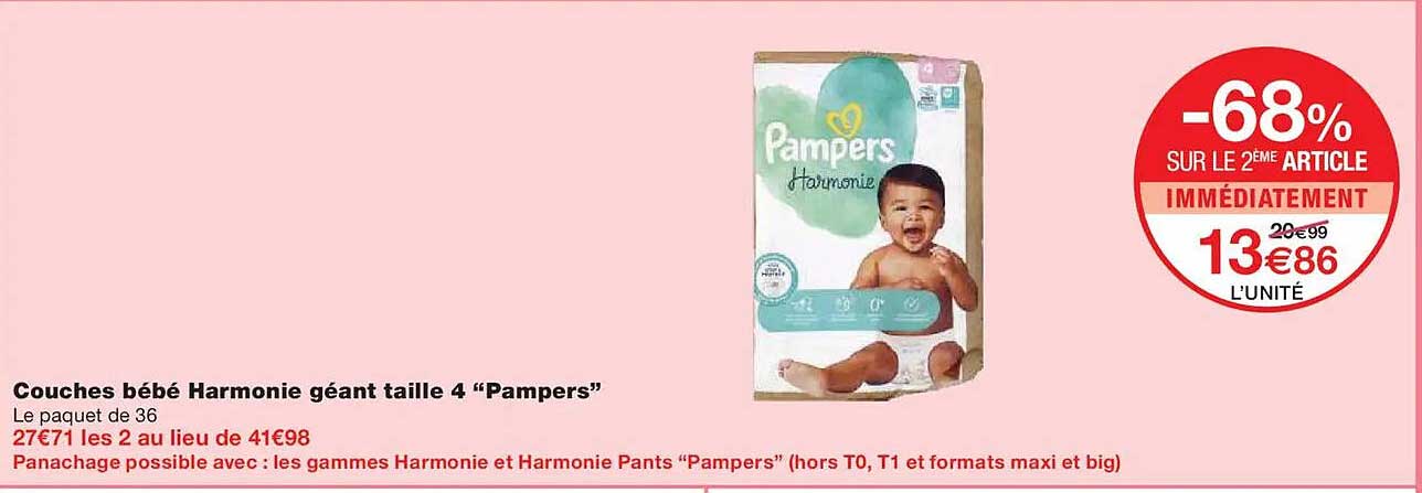 Couches bébé Harmonie géant taille 4 "Pampers"