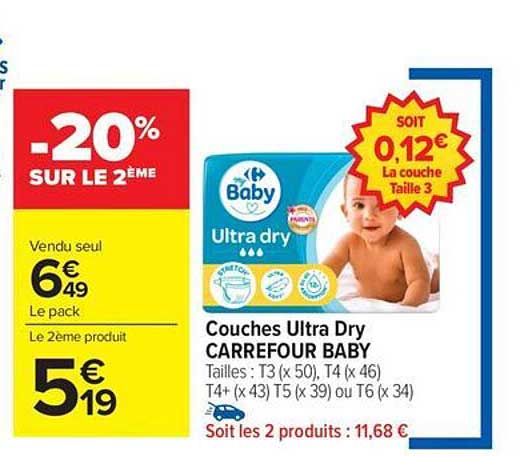 Couches Ultra Dry CARREFOUR BABY