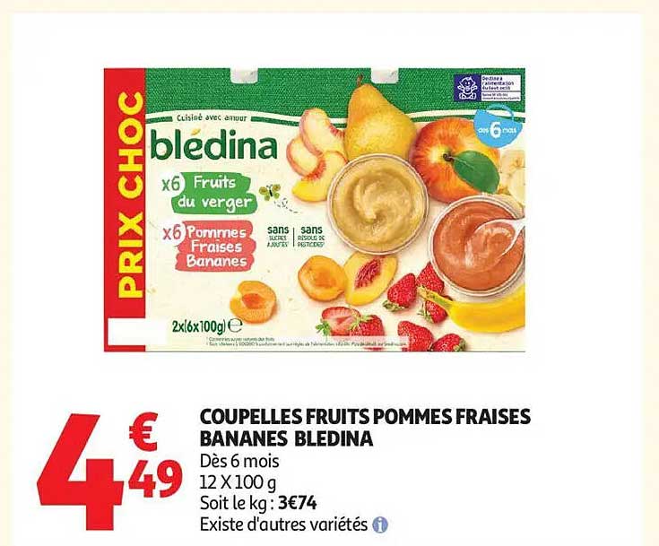 COUPELLES FRUITS POMMES FRAISES BANANES BLEDA