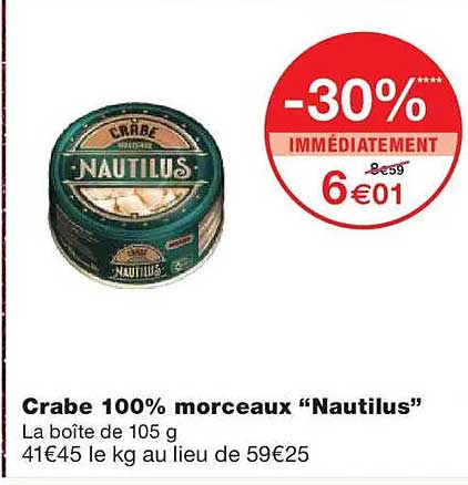 Crabe 100% morceaux "Nautilus"