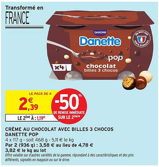 CRÈME AU CHOCOLAT AVEC BILLES 3 CHOCOS DANETTE POP