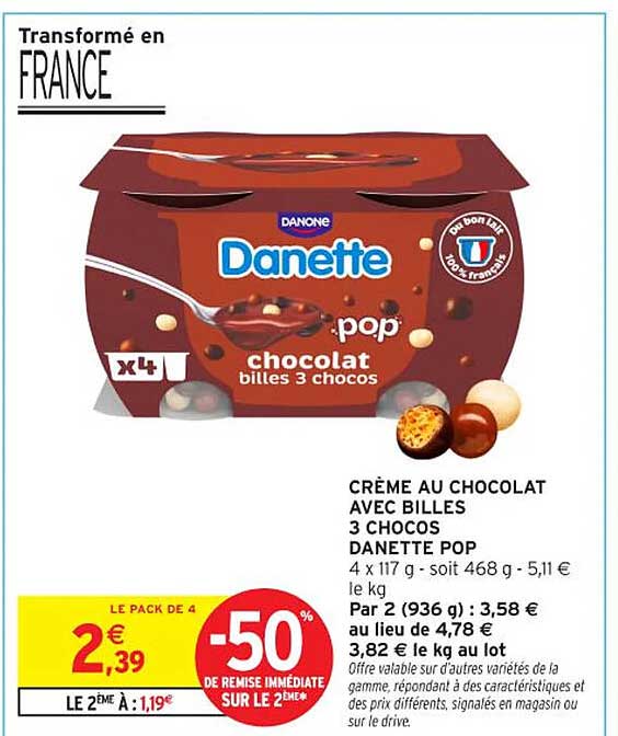 CRÈME AU CHOCOLAT AVEC BILLES 3 CHOCOS DANETTE POP