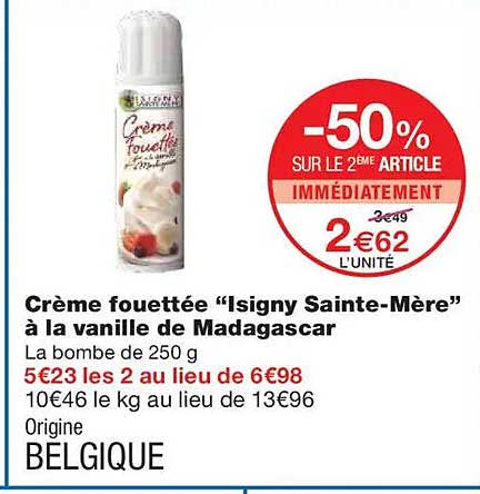 Crème fouettée "Isigny Sainte-Mère" à la vanille de Madagascar