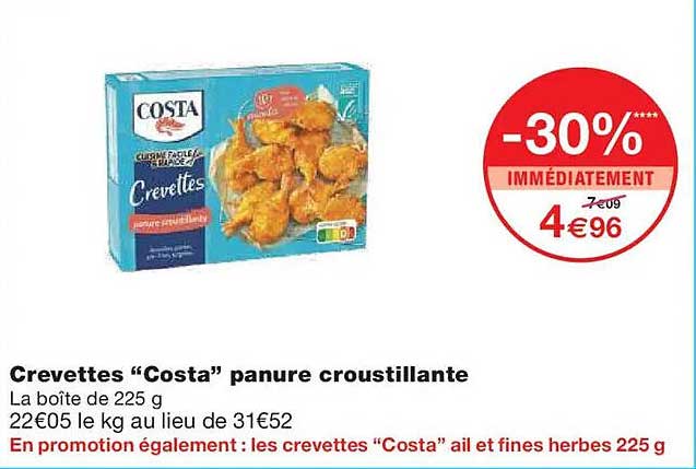 Crevettes “Costa” panure croustillante