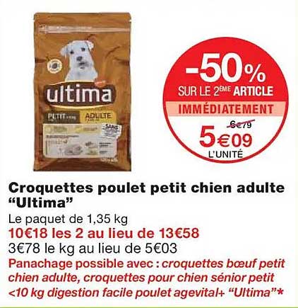 Croquettes poulet petit chien adulte “Ultima”
