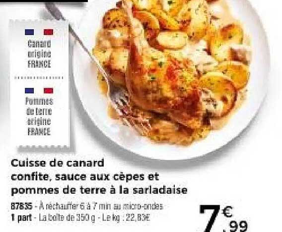 Cuisse de canard confite, sauce aux cèpes et pommes de terre à la sarladaise