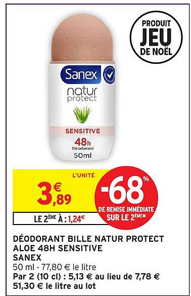 DÉODORANT BILLE NATUR PROTECT ALOE 48H SENSITIVE SANEX