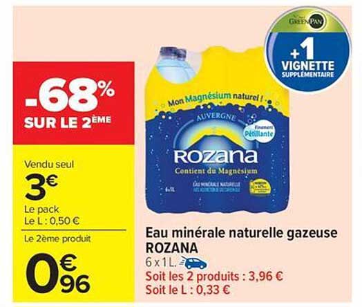 Eau minérale naturelle gazeuse ROZANA