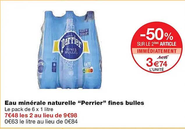 Eau minérale naturelle "Perrier" fines bulles