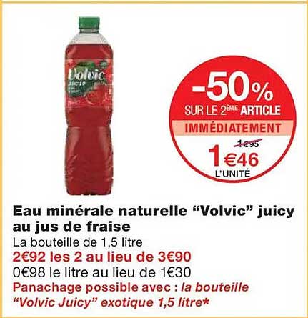 Eau minérale naturelle "Volvic" juicy au jus de fraise