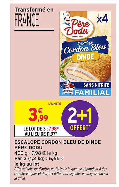 ESCALOPE CORDON BLEU DE DINDE PÈRE DODU