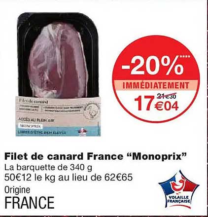Filet de canard France "Monoprix"