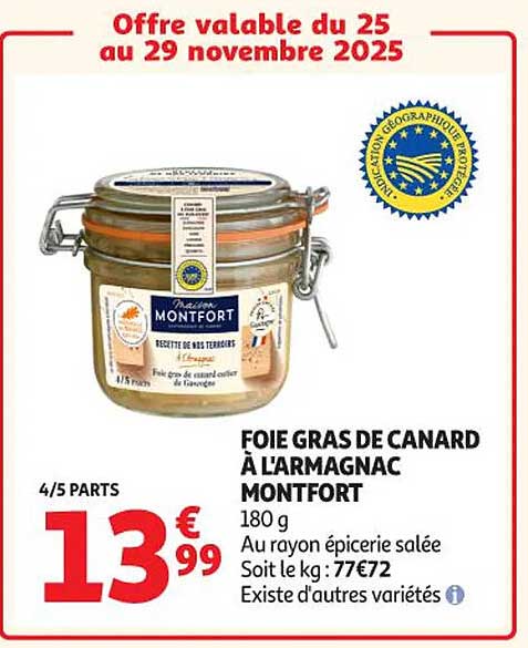 FOIE GRAS DE CANARD À L'ARMAGNAC MONTFORT