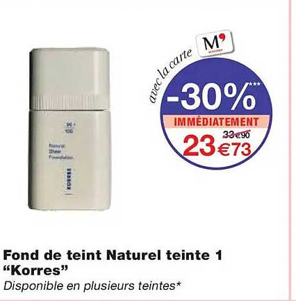Fond de teint Naturel teinte 1 "Korres"