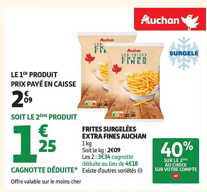 FRITES SURGELÉES EXTRA FINES AUCHAN