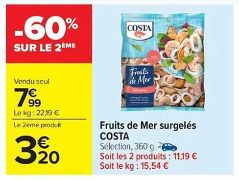 Fruits de Mer surgelés COSTA