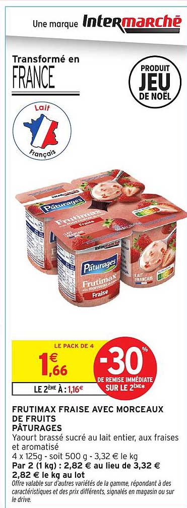 FRUTIMAX FRAISE AVEC MORCEAUX DE FRUITS PÂTURAGES