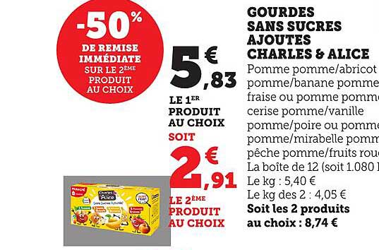 GOURDES SANS SUCRES AJOUTES CHARLES & ALICE