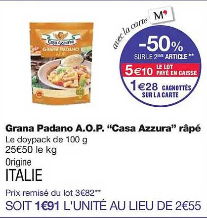 Grana Padano A.O.P. "Casa Azzurra" râpé