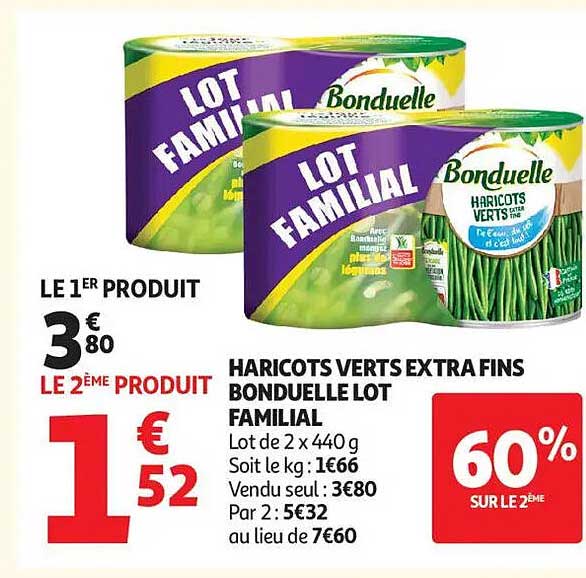 HARICOTS VERTS EXTRA FINS BONDUELLE LOT FAMILIAL