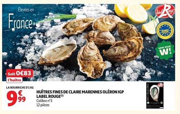HUÎTRES FINES DE CLAIRE MARENNES OLÉRON IGP LABEL ROUGE