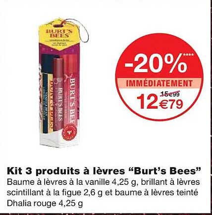 Kit 3 produits à lèvres "Burt’s Bees"