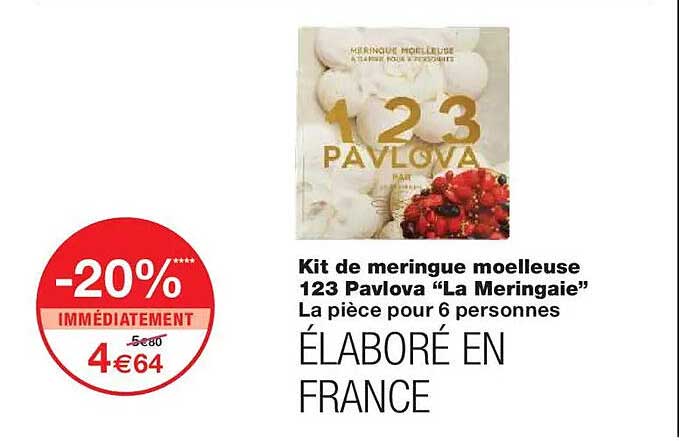 Kit de meringue moelleuse 123 Pavlova "La Meringaie" La pièce pour 6 personnes