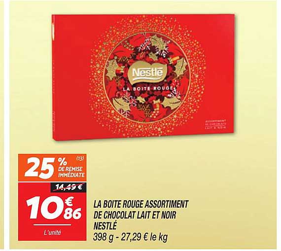 LA BOITE ROUGE ASSORTIMENT DE CHOCOLAT LAIT ET NOIR NESTLÉ