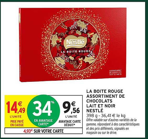 LA BOITE ROUGE ASSORTIMENT DE CHOCOLATS LAIT ET NOIR NESTLÉ