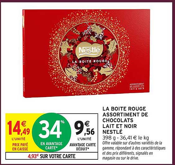 LA BOITE ROUGE ASSORTIMENT DE CHOCOLATS LAIT ET NOIR NESTLÉ