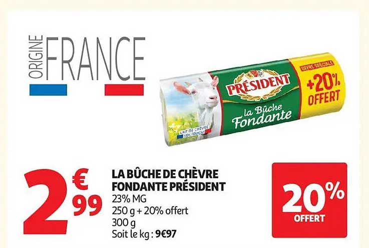 LA BÛCHE DE CHÈVRE FONDANTE PRÉSIDENT