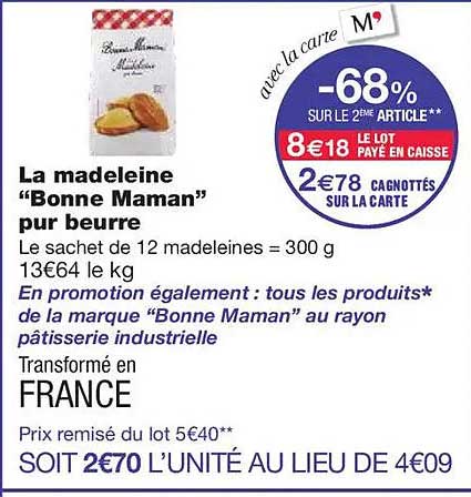 La madeleine "Bonne Maman" pur beurre
