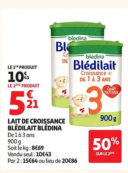 LAIT DE CROISSANCE BLÉDILAIT BLÉDINA